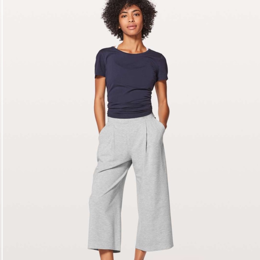 Lululemon Can You Feel The Pleat Super High Rise Crop - heathered grey